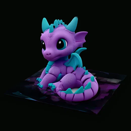An articulated flexi dragon model generated by Sculptly