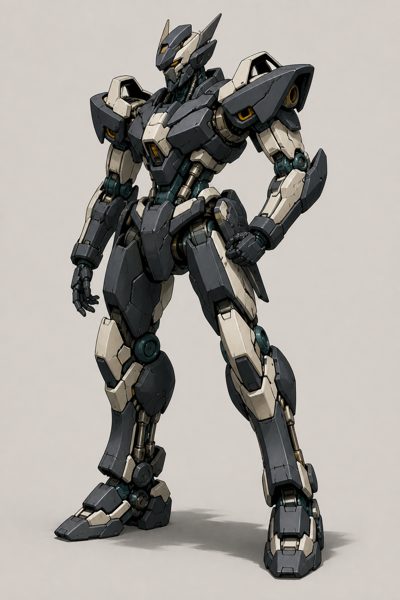 The source image: a single front view of a mecha figure