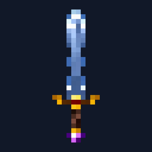 Pixel-art sword with hard stepped edges