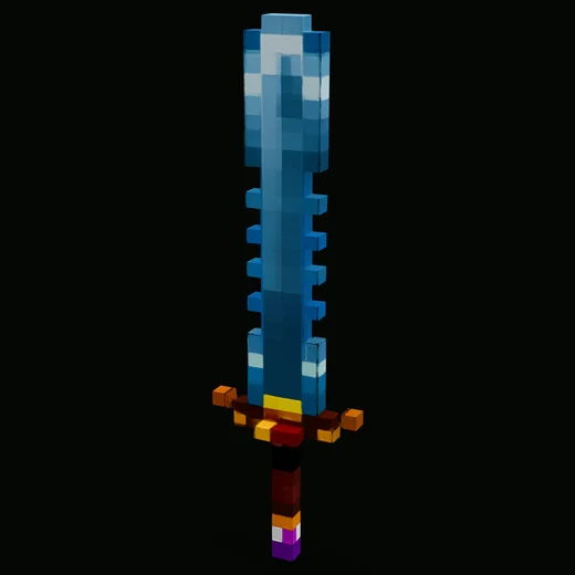 The generated mesh of the same sword, where the hard pixel steps have come back rounded