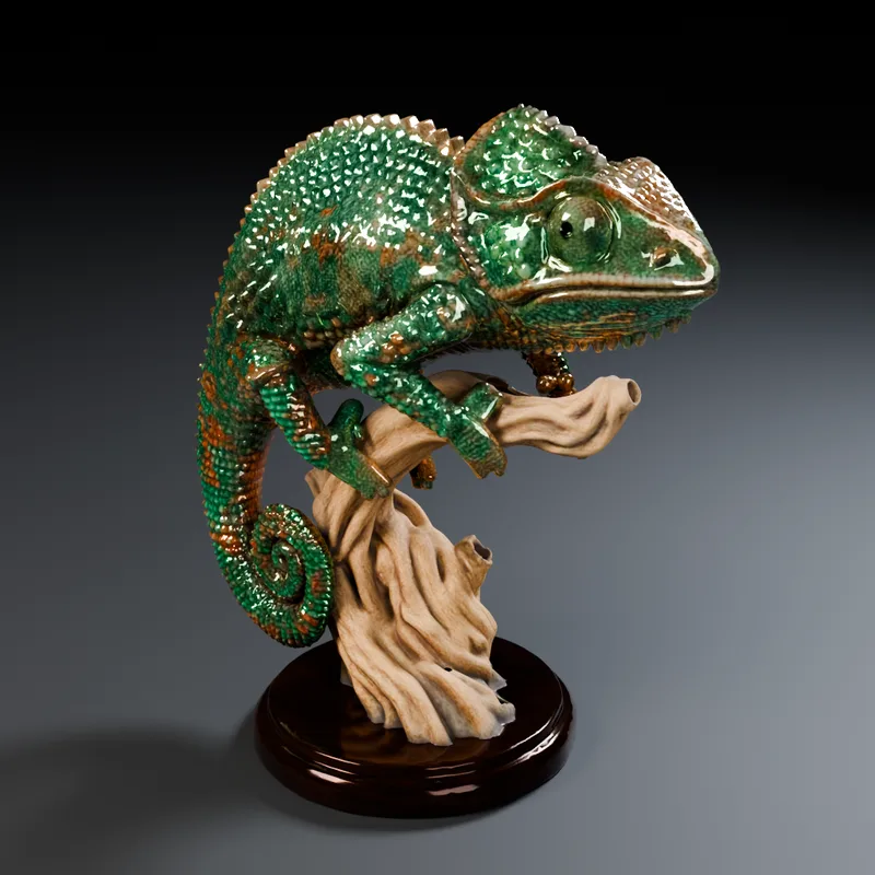 Chameleon, generated with Fine Detail from one picture: studio render