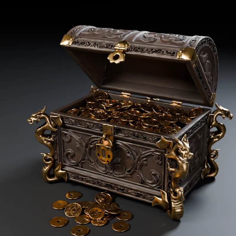 Treasure chest, generated with Fine Detail from one picture: studio render