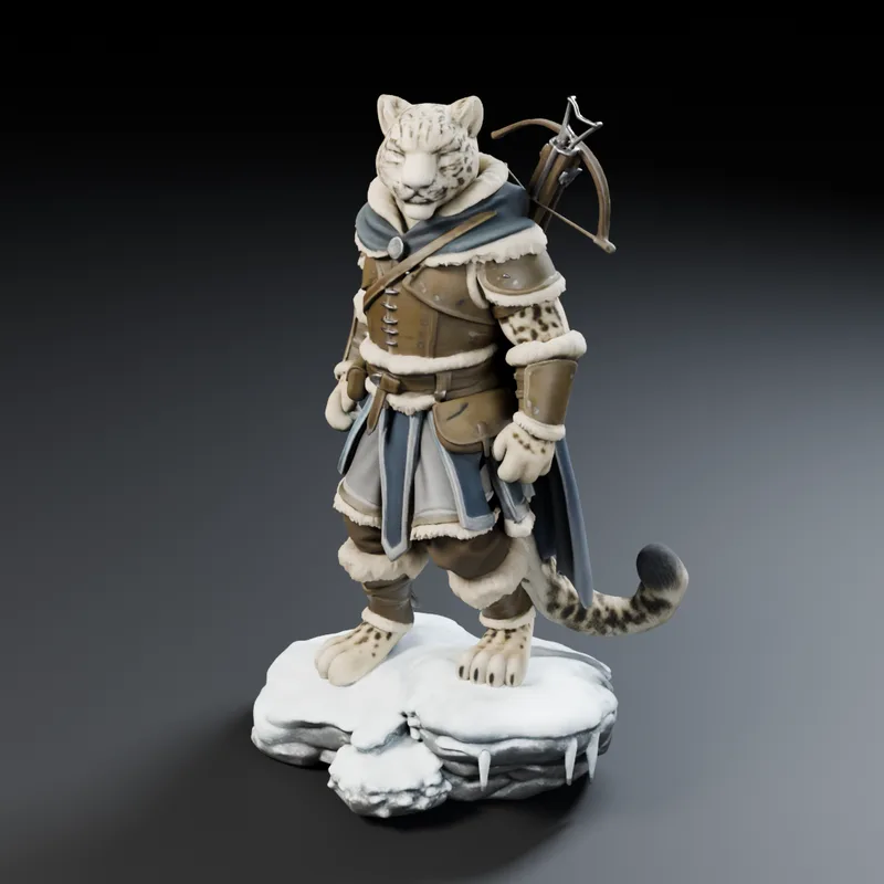 Snow leopard ranger, generated with Fine Detail from one picture: studio render