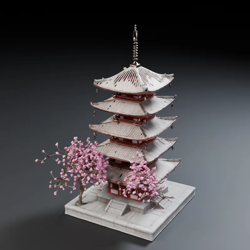 Pagoda, generated with Fine Detail from one picture: studio render