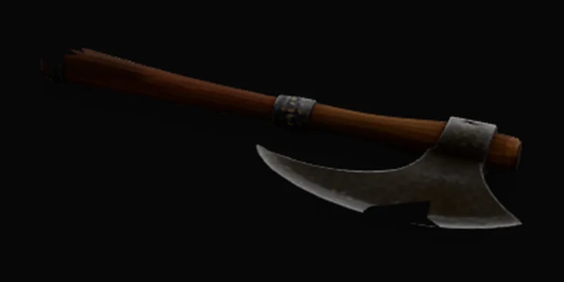 Axe model before STL repair, with an open hole in the blade and an open end on the handle