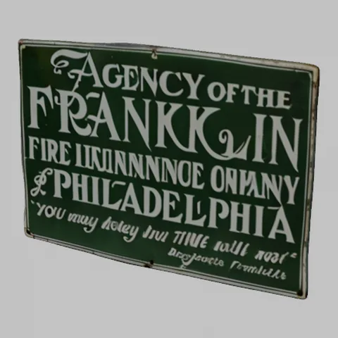 The Standard enamel sign GLB rendered in Blender 5.2 after import, with the small lettering garbled