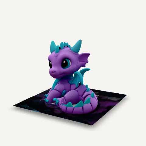 Flexi dragon, a generated GLB model rendered in the viewer