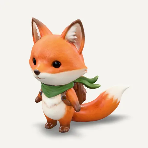 Fox adventurer, a generated GLB model rendered in the viewer